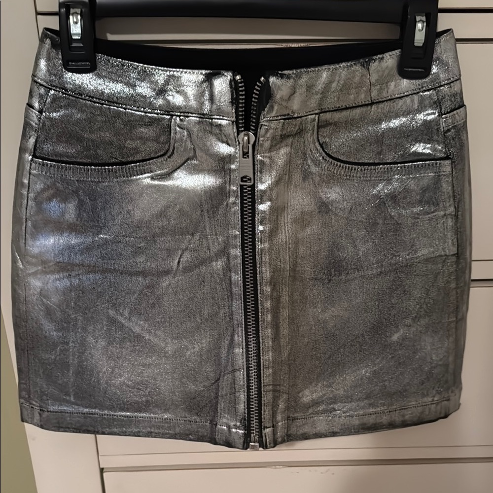 All Saints Silver Mini Skirt